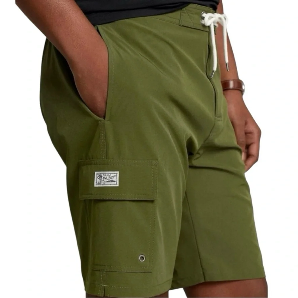 Mens Polo Ralph Lauren Swim Trunks SM GREEN ORANGE WHITE Pool Shorts NWT Polo RL